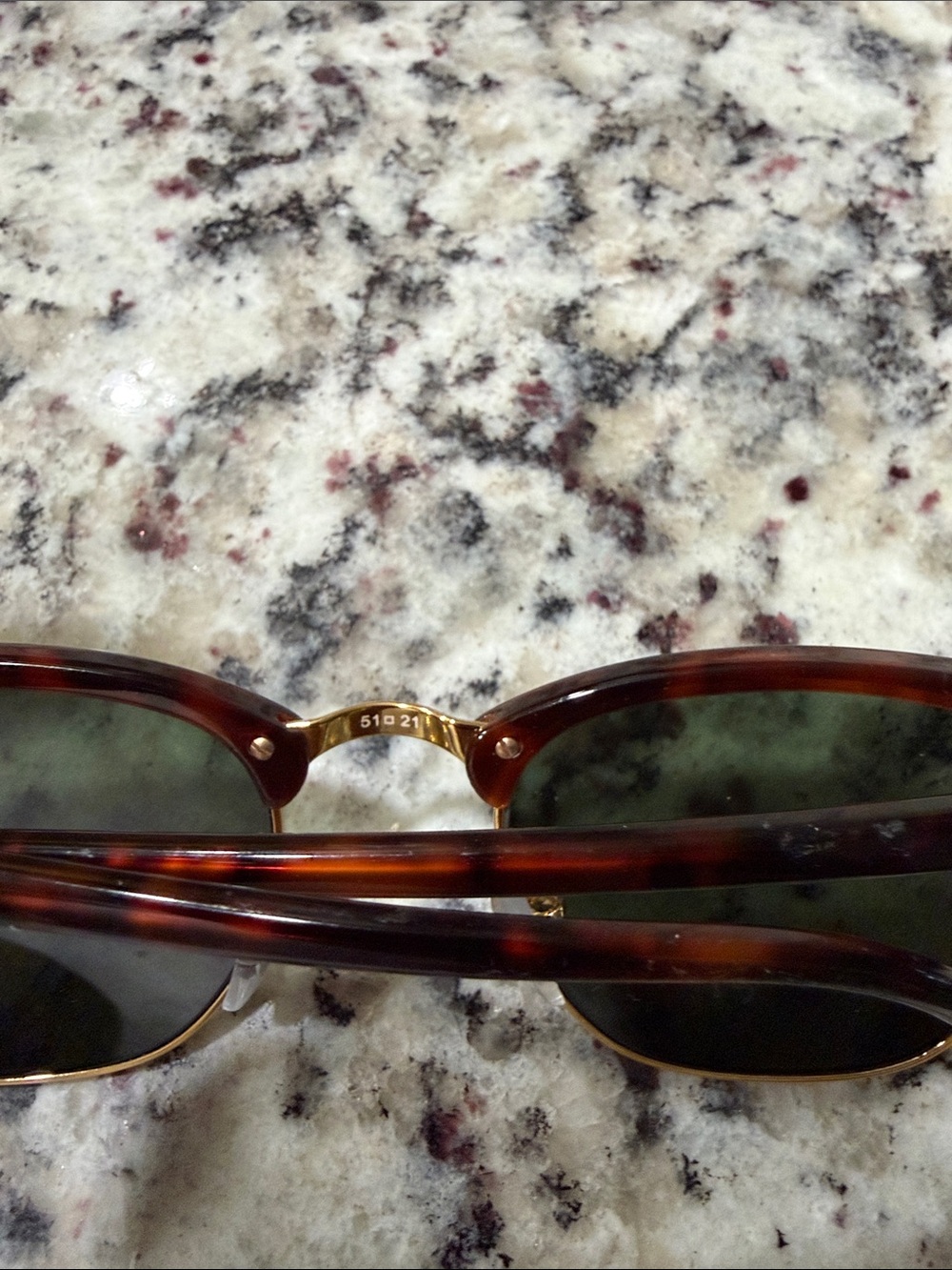 Ray-Ban Tortoise & Gold Clubmaster Sunglasses with Dark Green Lenses - Picture 4 of 8